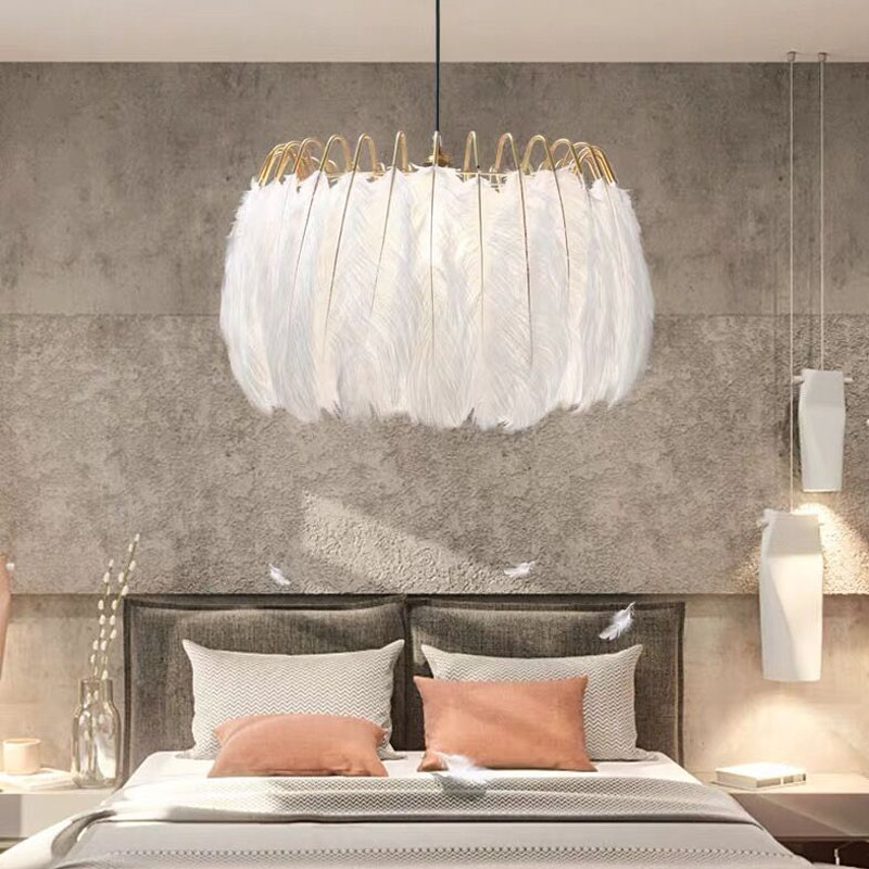 The Elegant Charm of Feather-Trimmed Lamp Shades